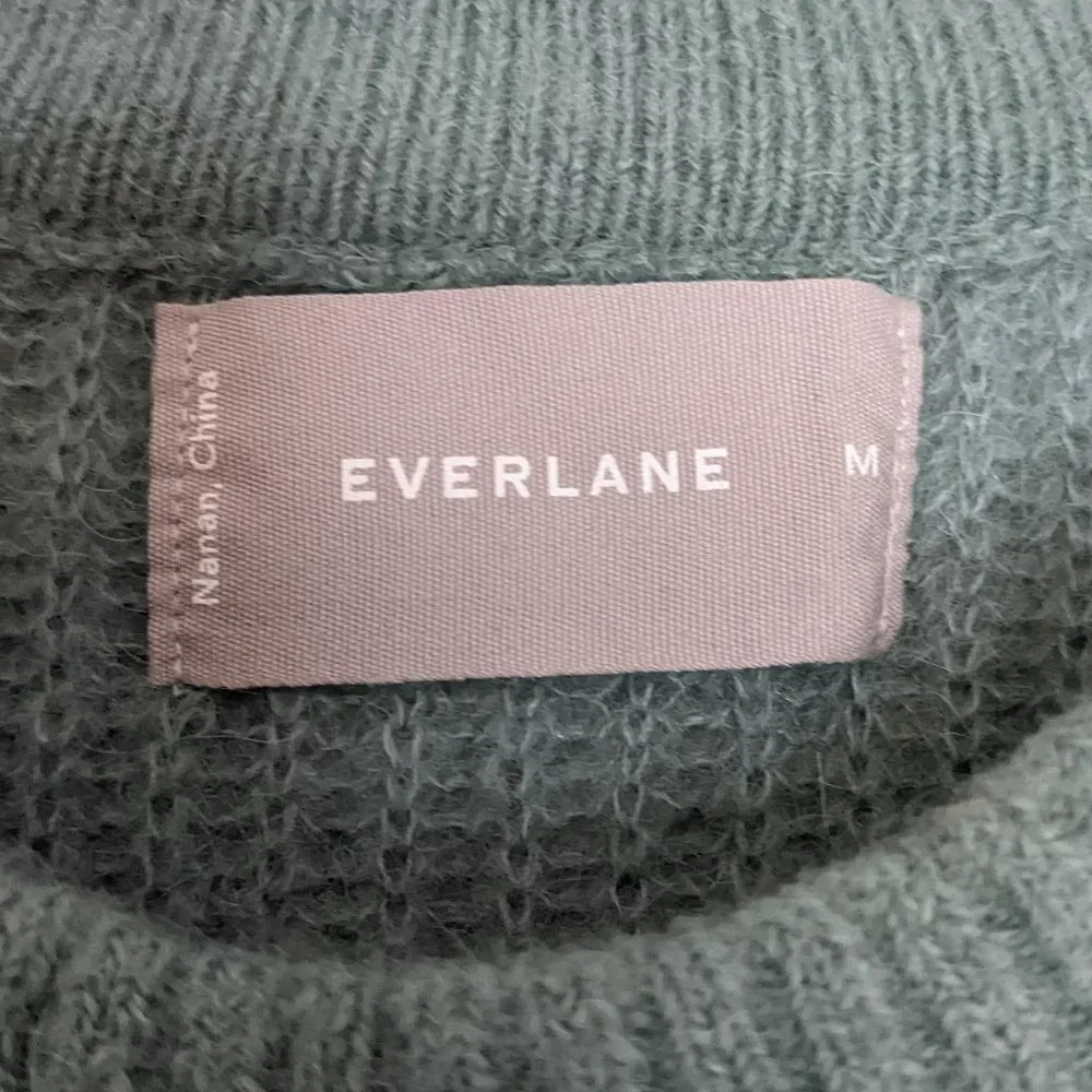 Everlane Sea Green The Alpaca Crew Sweater Long Sleeve Ribbed Size M - Picture 2 of 7